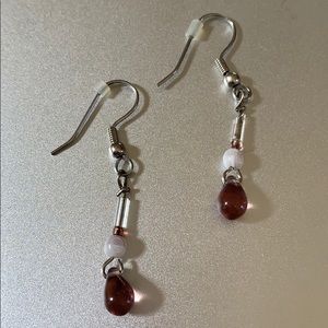 Purple Silver dangling earrings